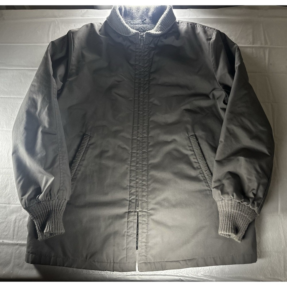 VTG 80s Eagle's Squire Faux Fur Lined Jacket Mens 46L Gray USA Made Vintage Coat